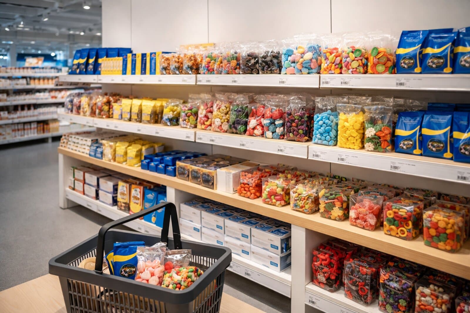 IKEA Swedish food market candy section compared to specialty Swedish candy store