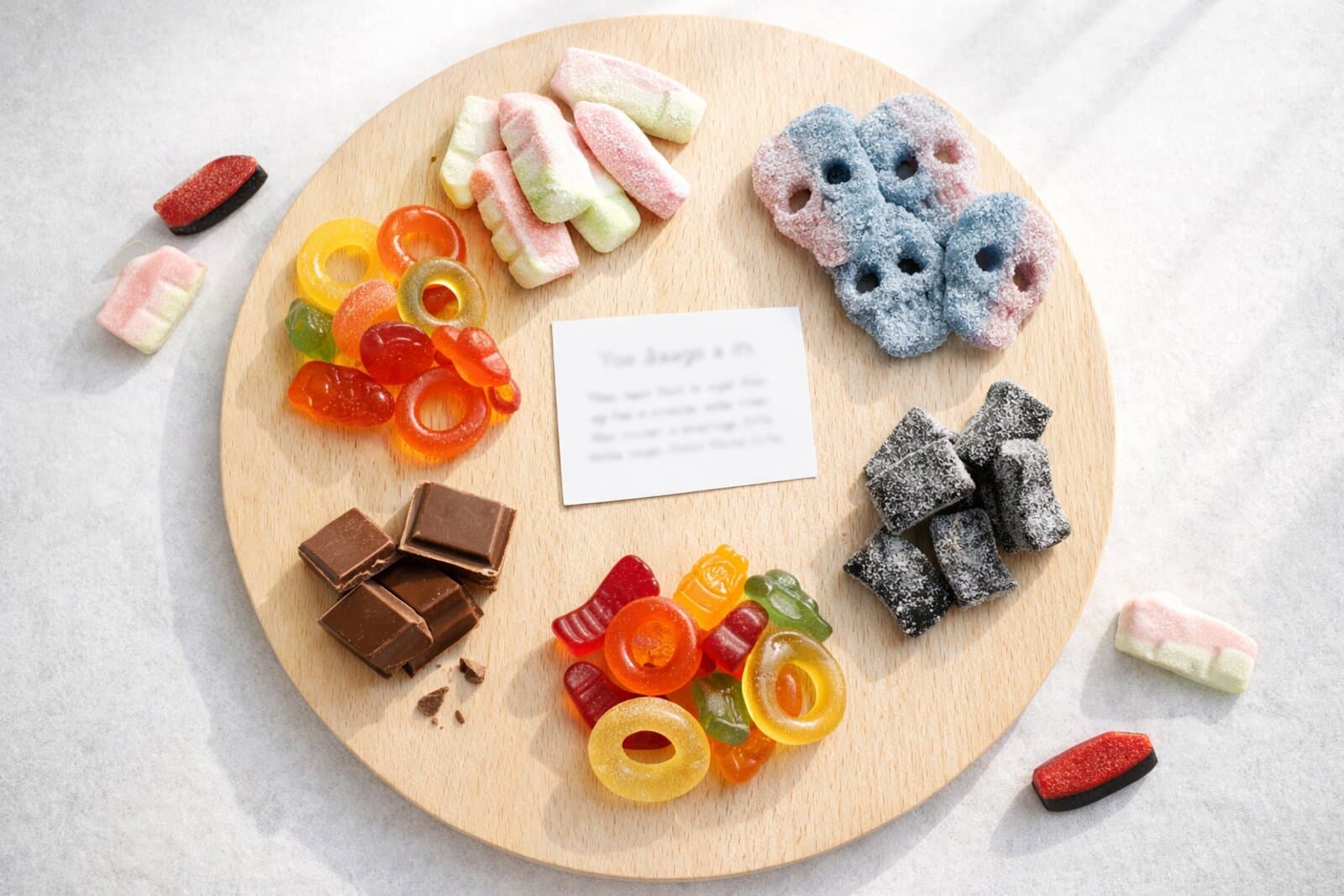 Colorful Swedish candy pick-and-mix display at a top-rated store showing BUBS, Malaco, and Marabou products