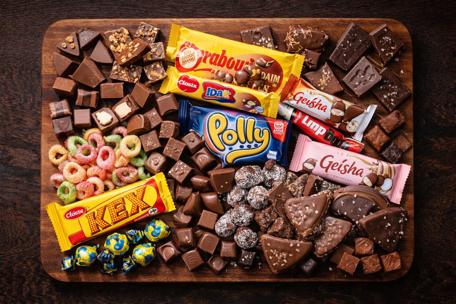 Swedish chocolate bars broken open showing rich cocoa texture